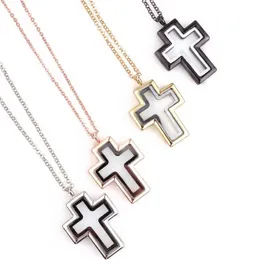 Blandat 10st Lot Cross Floating Charm vanlig Locket Magnetic Living Glass Memory Halsband smycken Kvinnor Julklappar Pendant Neck220n