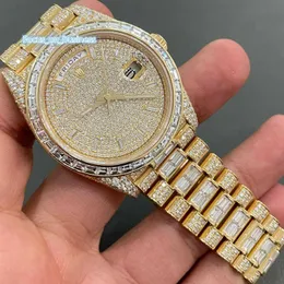 Ad alta vendita di lussuoso laboratorio di orologio da uomo a diamante coltivato Diamond Quartz Iested Watch Pass Tester D VVS Moissanite Diamond Orologi rari