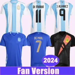 2024 Di Maria Mens Soccer Jerseys Национальная команда Мартинес Ромеро де Пол Мак Аллистер Tagliafico Home Away Gk футбольные рубашки для взрослых коротких рукава