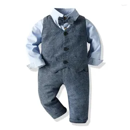 Set di abbigliamento 2024 Autumn Toddler Boys Clothes Baby Wedding Formale Festa Guida per la festa di costume Shirt Pantaloni da 3 pezzi Set di abbigliamento per bambini neonati