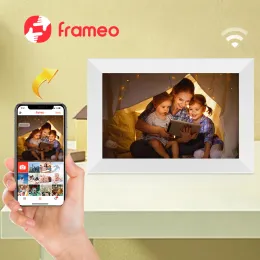 Frame 10.1inch weißes Fotoalbum WiFi Digital Frameo App mit internem 32G -Speicher 1280x800 IPS Bildschirm