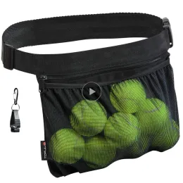 Tennis Multifunctional Lightweight Tennis Ball Bag Tennis Training Ball Pocket Large Capacity Stretch Mesh Pocket Sports Bag Durable