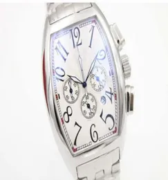 Новая классическая модная специальная специальная мода Frank Quartz Watch Men Chronograph White Big Dial Nevanless Band Sport Watch Montre Homme7736957