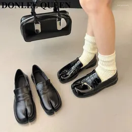 Scarpe casual donna appartamenti tabi ninja moccasins rotondo split toe slip pigro poco profondi su muli slingback in pelle morbida mobili balletto