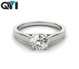 حلقات الكتلة Qyi 925 Sterling Silver 1 Ct Sona Stone هي خاتم خطوبة لامعة للغاية مجوهرات أزياء البسيطة للنساء 1934005