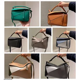 Puzz 5A Designer -Tasche echte Lederhandtaschen Umhängetasche Eimer Frau Taschen Clutch Totes Crossbody Bag Geometry Square Kontrast Farb Patch Patchwork