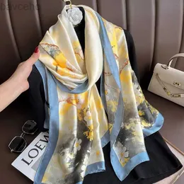 Shawls Spring Scarf Womens Luxury Design Scarf Silk Smooth Scarf Soft Muslim Headband Shawl Beach 85x180cm d240426