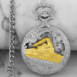 Relógios de bolso personalizados Silver Gold Train Quartz Assista Punk Antique Mulheres Pingente Pingente Pocketfob Colar Chain Colar