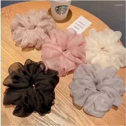 Fashion Candy Color Chiffon Scrunchies Mulheres elásticas bandos de cabelo elegante portador de rabo de cavalo acessórios de gravata de borracha