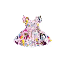 Sneakers Boutique Fashion Dress Tiger Bear Unicorn Penguin Animal World Print Summer Girl Twirl sukienki