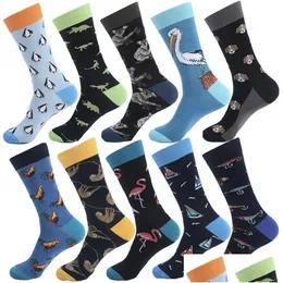 Meias masculinas VPM Big Size Algodão Mens engraçado Animal Cão de elefante Macaco de elefante Urso Penguin Knee High Long Skate Longo Skate para homens T2009 DHWQR