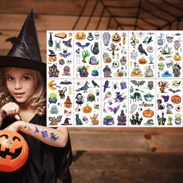 Tattoo Transfer 10pcs/set Halloween Tattoo Tattoo Stainers Child Kid Tattoos Fake Fake Faste on Arm Arm Leg for Children Body Sticker 240427