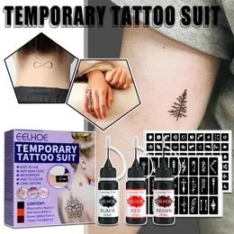 Tattoo Transfer Temporary Tattoo 10ml Liquid Tattoo Ink Black Red Brown for Temporary Tattoo Sticker Body DIY Pigment Professional Tool 240427