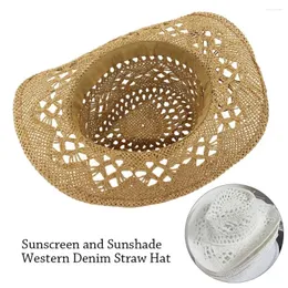 BERETS Sun Protection Western Cowboy Hat Wide Brim Jazz Fashion for Beach Outdoor