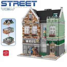 Bloki kreatywne Expert Street View modułowy mini rowerowe minerały sklepu MOC 7286 Cegły Model Build Blocks Montaż Square Square