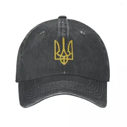 Ball Caps Vintage Baseball Cap Regulowane kowbojskie kapelusze Hat of Arms Ukraina Spring Summer Visor Ukraińska denim Casquette