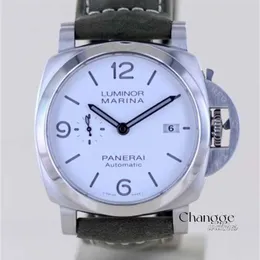 Högkvalitativa toppmärken Mens Titta på multifunktionskronograf Montre Clocks Penerei Uhr Lumiinor Mariina 44 White Dial Stahl Pam 01314 3-Days Automatic P9010