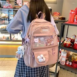 Mochila estilo japonês moda feminina sacos de escola para meninas adolescentes multibolsos malha mochilas de náilon mochila feminina bolsa mujer