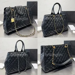 Luxusdesignerinnen Frauen Messenger -Tasche mit großer goldener Kette Tasche Frankreich Crossbody Cowhide Leder schwarze Umhängetaschen Lady Weave Ketten Riemen Einkauf Handtasche