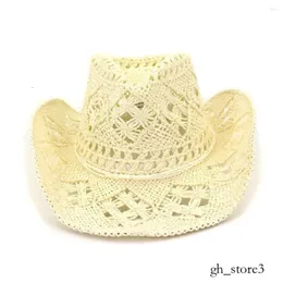 Szerokie brzegowe czapki naturalny słomka kowbojowa kapelusz kobiety ręcznie robiony splot dla Lady Tassel Summer Western Sombrero Hombre Lifeluard 122