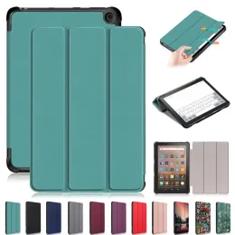 محركات أقراص Fire HD 8 2022 CASE 8 "Trifold Magnetic Leather Smart Cover for Fire HD 8 Case 2022 Fire HD8 Plus 2022 Cover 12th Gen