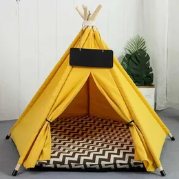 Cat Catriers Cates Houses Pet Teepee Tent Dog Teepee Bed Portable and Detachable Dog House indoor dog bed with mats مناسبة للقطط الصغيرة والأرانب 240426