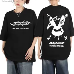 Мужские футболки Ateez Альбом The World EP FIN отправится в турне по графическим футболкам для мужчин женские тренды хип-хоп футболка с высокой улицей мода негабаритные футболки Q240425