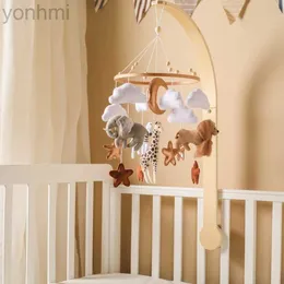 Happiles# Baby Cribs Animal Kingdom Bed Bell Bell Wooden Hanging Arm Rattles Decoration For 0 12 شهر