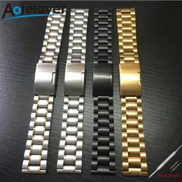 Titta på band 14 16 18 19 20 22 24 26mm högkvalitativ fem pärla fast rostfritt stål armband universal armband 240424