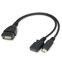 2024 1pc 2 In 1 OTG Micro USB Host Power Y Splitter USB Adapter To Micro 5 Pin Male Female Cablefor OTG USB Adapter Cable
