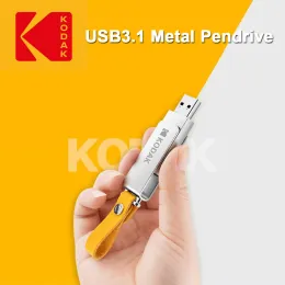 Drives Kodak USB Flash Drive 512 GB 256 GB 128 GB Pendrive 147MB/S USB3.1 K133 Mini Metal Memory Stick Unidad Flash för Laptop Desktop PC