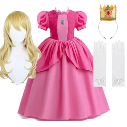 Baby Disguise Kids Peach Christmas Lace Costume Girls Princess Halloween Layered Dress Summer Wedding Fantasy 240417