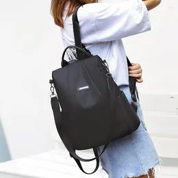 Rucksackstil 2024 Frauen lässig Nylon Nylon Solid Color School Bag Mode abnehmbarer Schultergurt Khaki Schwarz