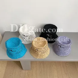 Hohl gestrickte Eimerhut -Designer -Marke Strohhutbrief gedruckter Fischerhut für Männer Frauen Sommer Outdoor Casual Sun Hut