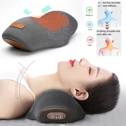 Neck Massager Sleep Pillow Cervical Orthopedic Care Heating Vibration Massage Traction Spine Support Stretching Relax 240416