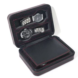 Wellzone Dustproof Portable Pu Leather Watch Box Embedded Zipper Storage Case for Travel 240415