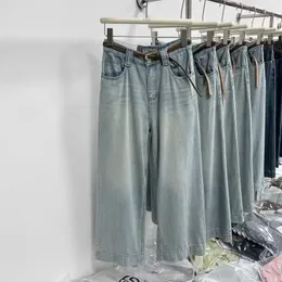 Женские джинсы Lauri Laki Wide Legs Straight Женщины повседневные голубые джинсовые брюки.
