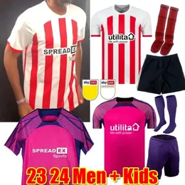 Stewart Simms Roberts Amad Clarke Dajaku Embleton Evans O'Nien Camisa de futebol Pritchard Mens 2023 2024 Sunderland Home Soccer Jerseys