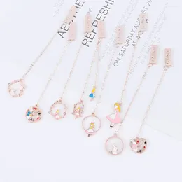 Gifts Paper Clips Reading Bookmark Alloy Chain Marker Of Page Pagination Mark Metal Peach Heart Pendant