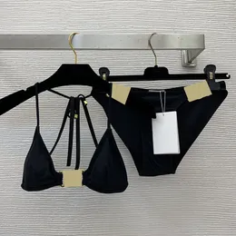 Designer Split Bikinis Black Swim Bra Bra