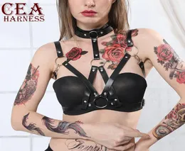 Belts CEA Fashion Leather Harness Women Jeans Pants Garter Waist Neck Body Straps Bondage Gothic Clothing Punk Erotic Chest Belt15428859
