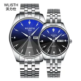 Wlisth Herren Casual Double Calendar Night Glow Steel Band Quartz Watch Paar nicht mechanische Uhr Uhr Uhr