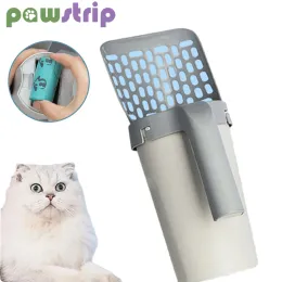 Hausbrecher Katzenstrauder Schaufel tragbare selbstverschlussliche Katzenstreubox -Schaufel mit Abfallbeutel Kätzchen Hund Müllschaufel Schaufel Cat Cleaning Supplies