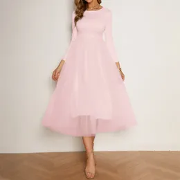 Casual klänningar Elegant Hepburn Style Wedding Gästklänning Kvinnor Hög midja runda hals Midlängdfest Kväll Sexig Vestidos