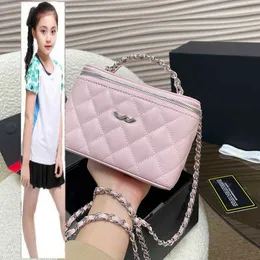 Kids Bags Makeup Bag 16cm Designer Womens Shoulder Bag Leather Diamond Check Silver Hardware Metal Clasp Luxury Handbag Matelasse Chain Crossbody Bags Box Purse Sac