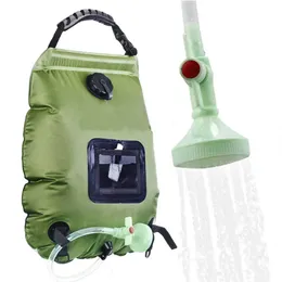 Solar Shower Bag 20L Outdoor Solar Heating Premium Camping Prysznic Temperatura wody 45 ° C z wyjmowanym wężem prysznicowym 240425