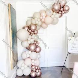 Party -Dekoration 100pcs Beige Luftballons Garland Kit BAYE Hochzeit natürlicher Sand Roségold Ballon Bogen Geburtstag Brautdusche Dekor