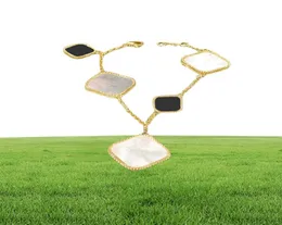 5 MOS Fashion Classic 4/Four Leaf Clover Armband Pendants Mother-of-Pearl V Gold Plated 18k för Women Girls Valentine's Mors Day Jewelry-Gift3299836