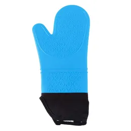 Neue Silikon Hitzebeständige Handschuhe Haushalt lang Baumwollmikrowellenmodeln Ofen Küche Backhandschuh Kochen Grill Gants für Silikon