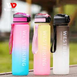 West Biking 1L Sport Water Bottles for Men Women Gradient Bottle portatile Bottle per esterno per biciclette da strada per palestra in palestra bottiglia di fitness 240416